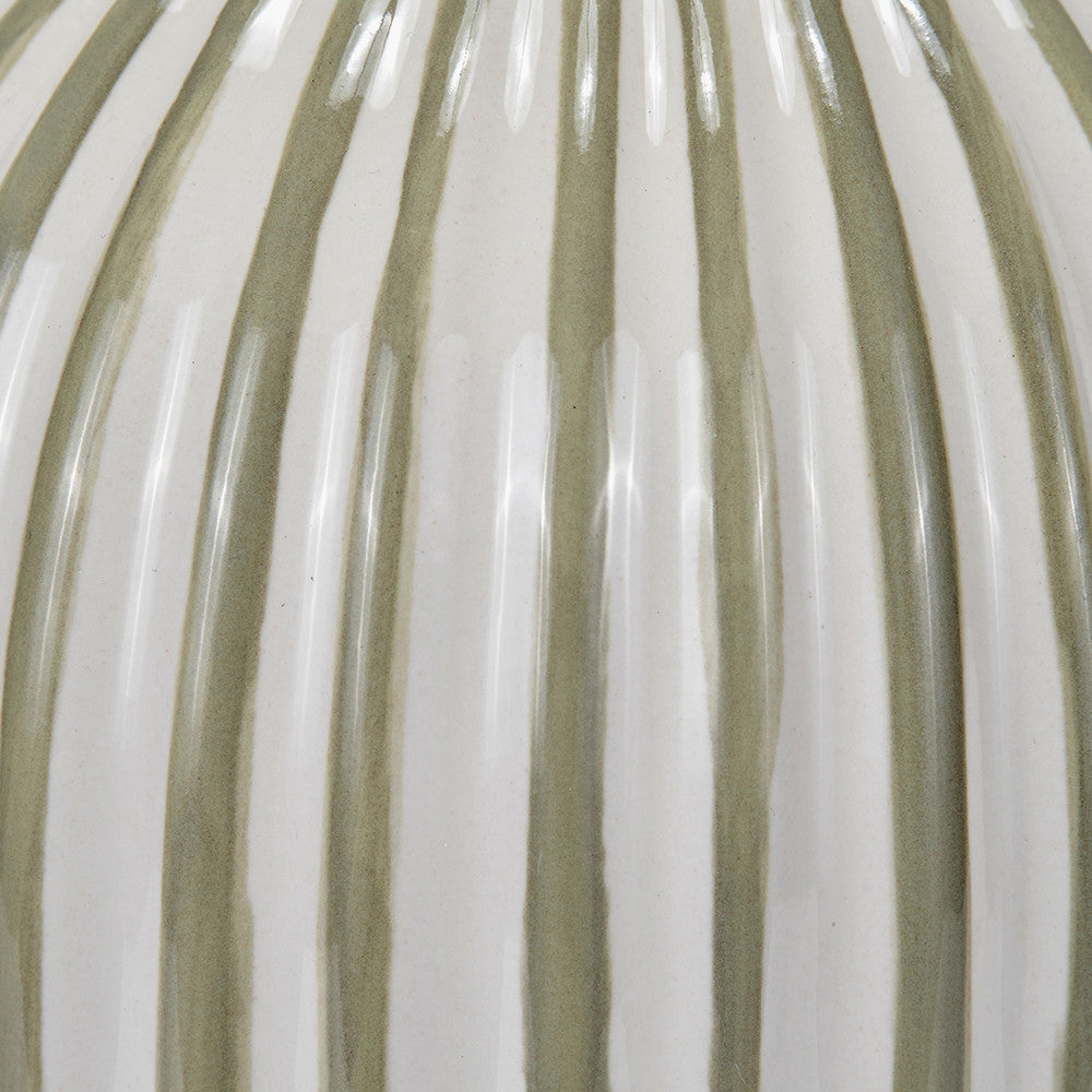 Cannes Sage & White Stripe Ceramic Table Lamp — view 4