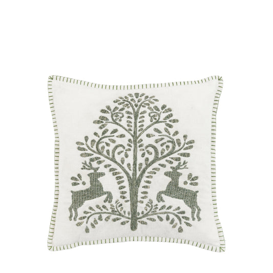 Woodland Tree Scene Embroidered Cushion – product view