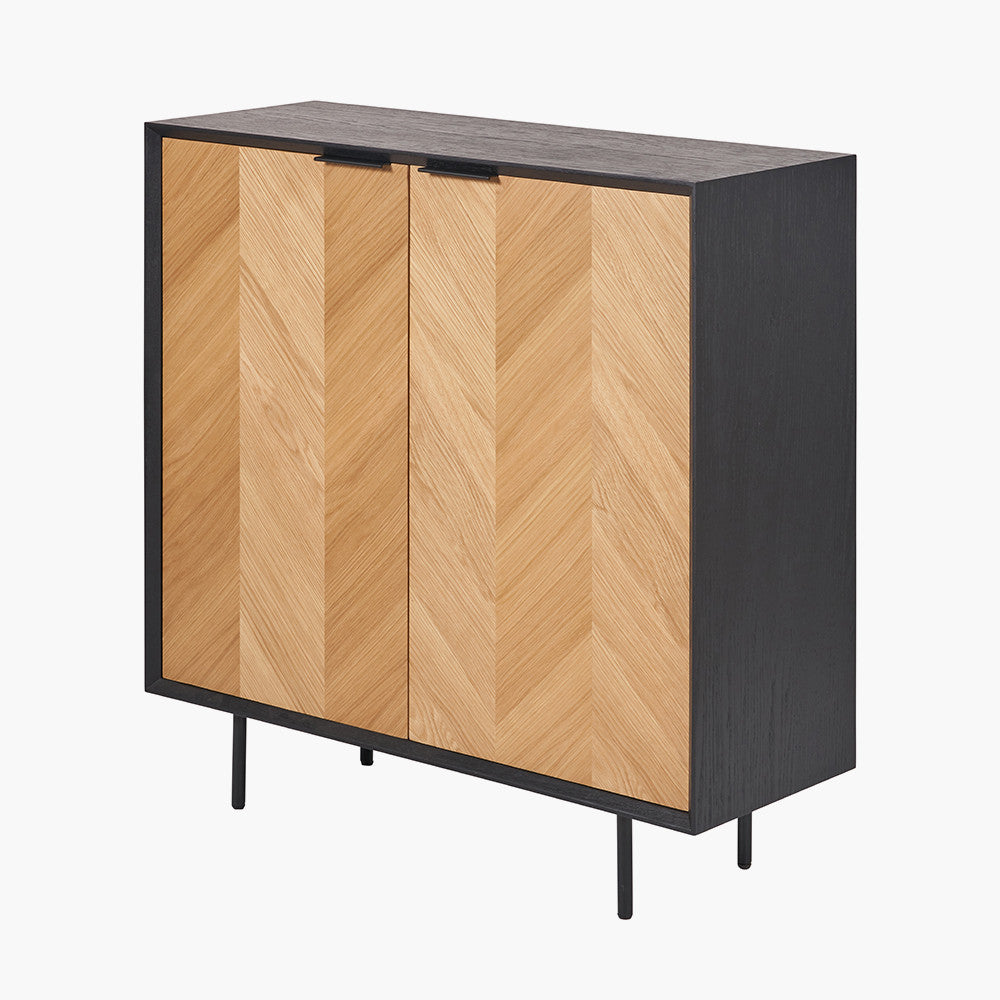 Hailee Black & Natural Chevron 2 Door Bar Cabinet — view 4
