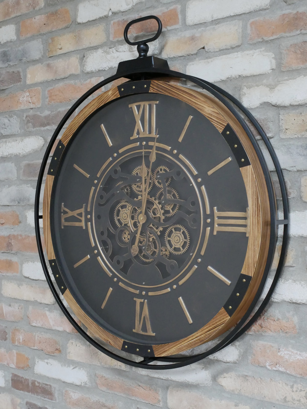 Heritage Black Skeleton Gear Wall Clock – 88cm — view 4