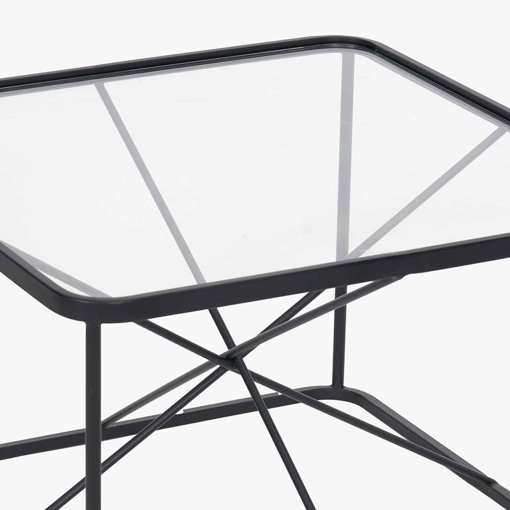 Roxy glass and black metal coffee table alternate view
