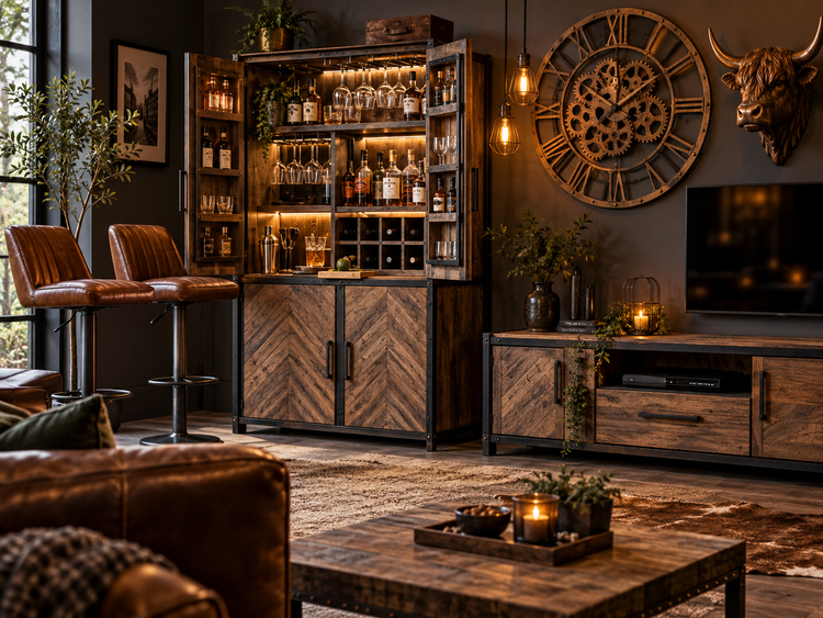 Styled setting for Man Cave & Bar at Grandad’s Shed
