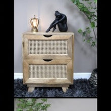 Natural Rattan Two Drawer Bedside Cabinet