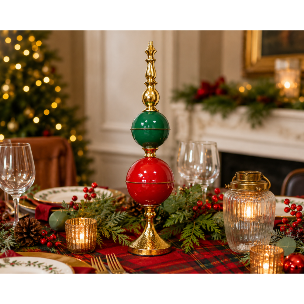 Red & Green Christmas Table Finial