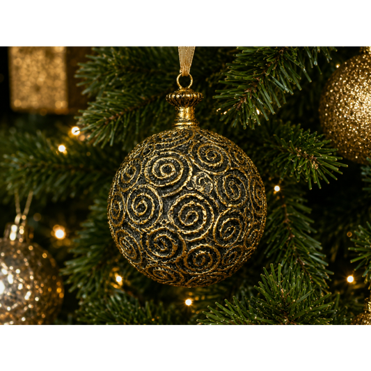 Black & Gold Swirl Bauble
