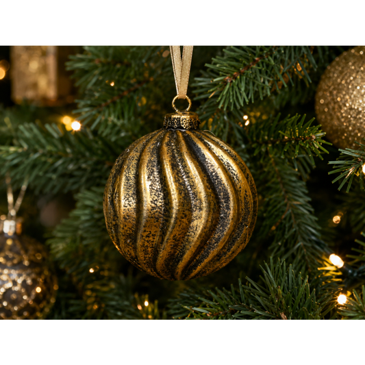 Antique Gold Ribbed Bauble