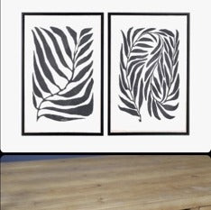 Set of Two Black & White Botanical Prints