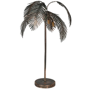 Gold Patina Palm Tree Table Lamp
