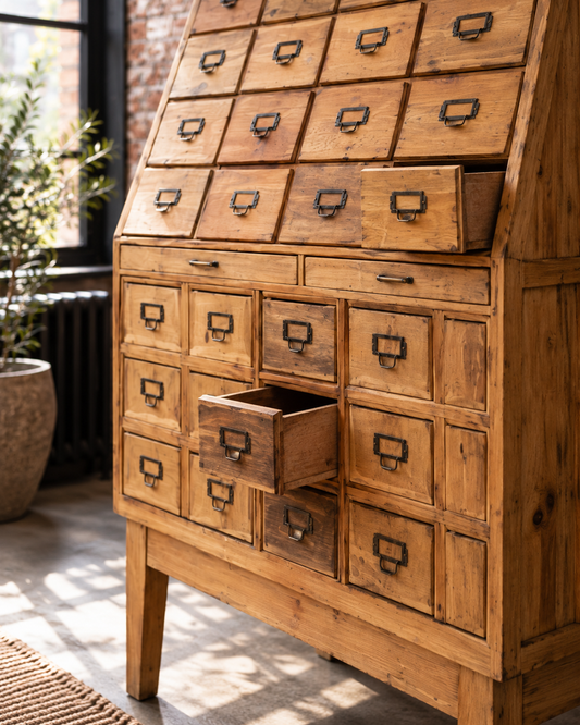 Large Rustic Multi-Drawer Storage Cabinet