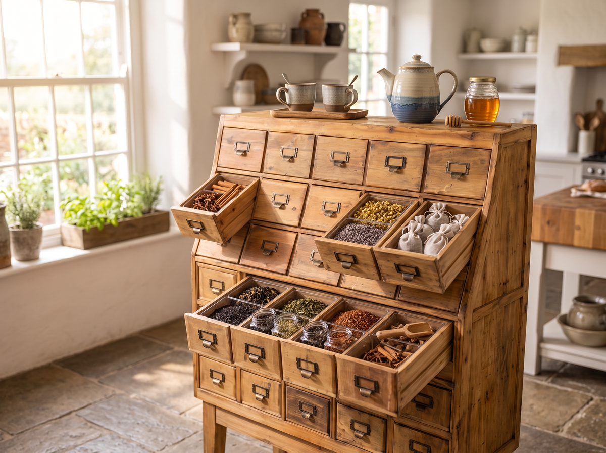 Large Rustic Multi-Drawer Storage Cabinet