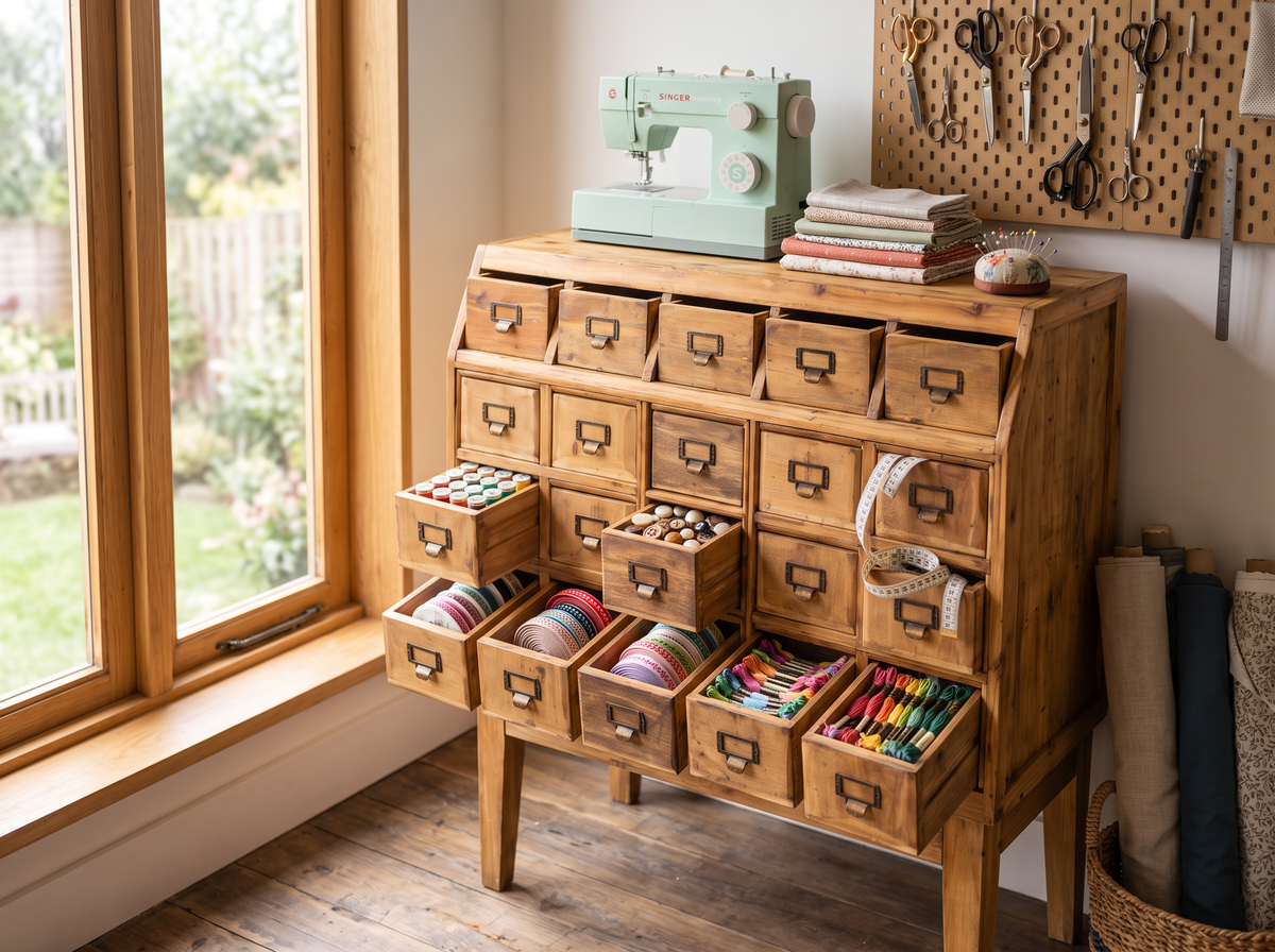 Large Rustic Multi-Drawer Storage Cabinet