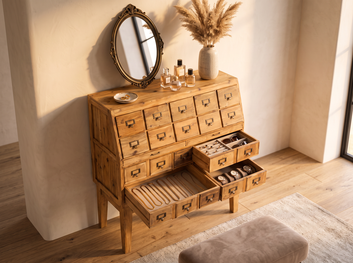 Large Rustic Multi-Drawer Storage Cabinet