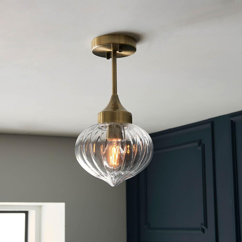 Addington antique brass ceiling light alternate interior view