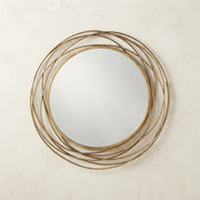 Antique Gold Metal Swirl Round Wall Mirror