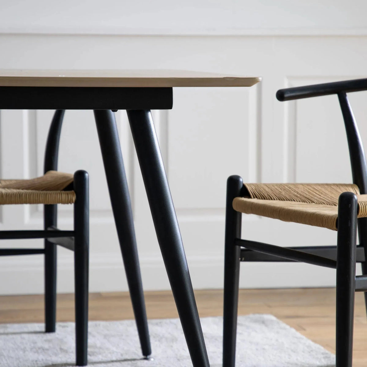 Astley oak dining table side view
