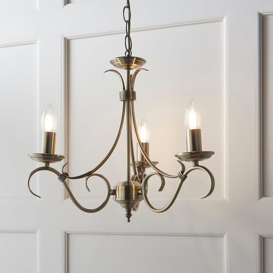 Bernice three light antique brass pendant clean product view