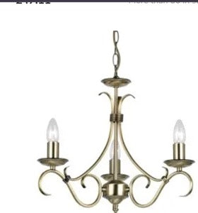 Bernice three light pendant in antique brass