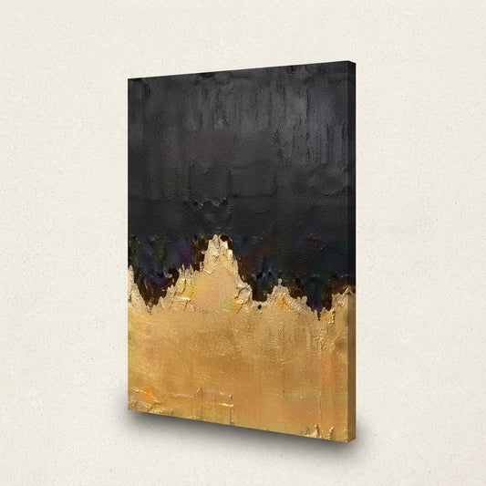 Black & Gold Textured Abstract Canvas