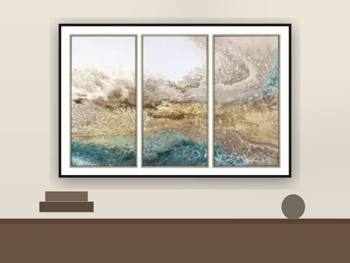 Coastal Tides Triptych Framed Canvas Set