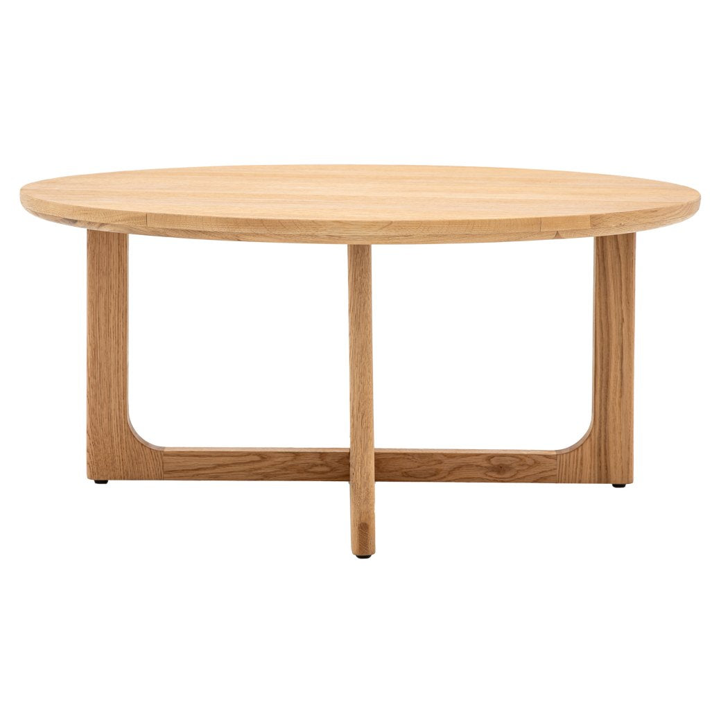 Craft round coffee table natural side view