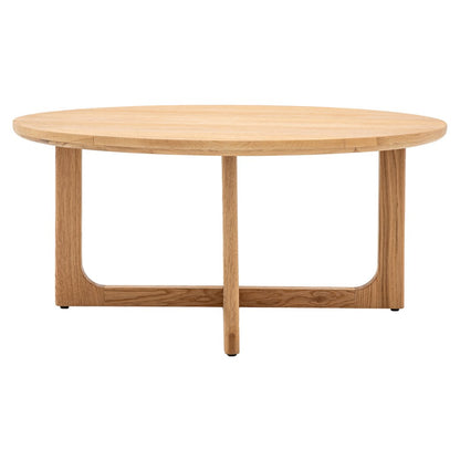 Craft round coffee table natural side view