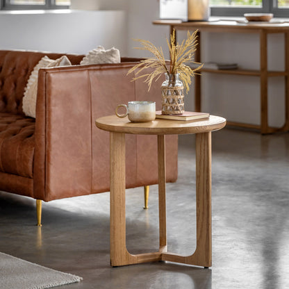 Craft side table natural front view