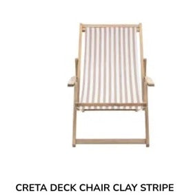Creta deck chair with clay striped seat