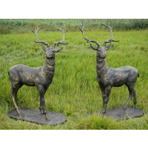 Pair of standing stag statues