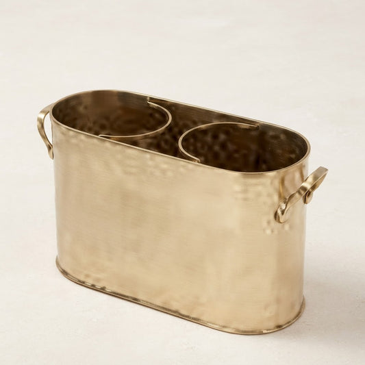 Gold Metal Two Bottle Wine Holder