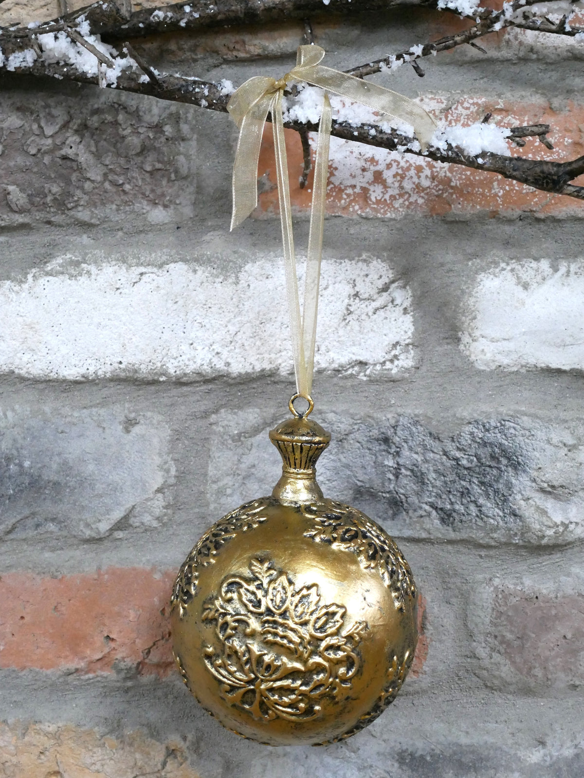 Gold Embossed Christmas Bauble — view 2