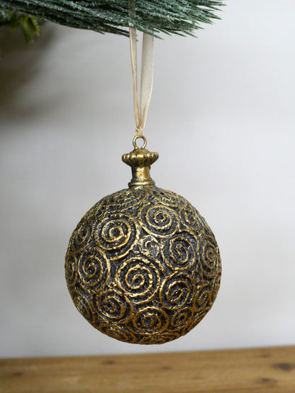 Black & Gold Swirl Bauble — view 1