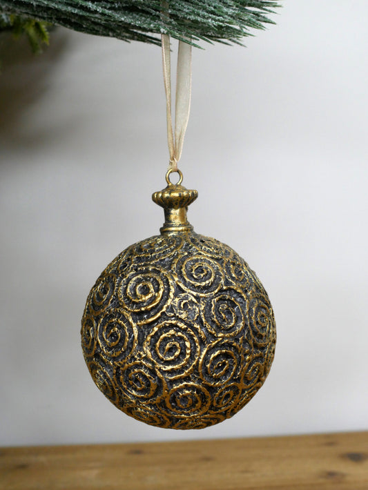 Black & Gold Swirl Bauble — view 1