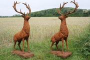 Pair of Rusty Stag Statues — view 1
