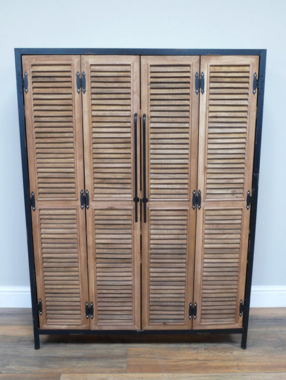 Large Shutter Bar & Wine Cabinet – Industrial Rustic Home Bar — view 1
