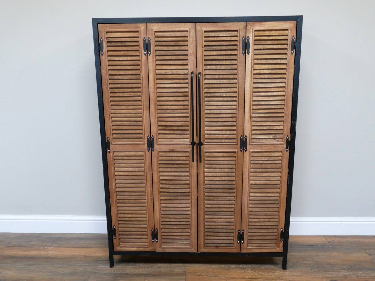Large Shutter Bar & Wine Cabinet – Industrial Rustic Home Bar — view 2