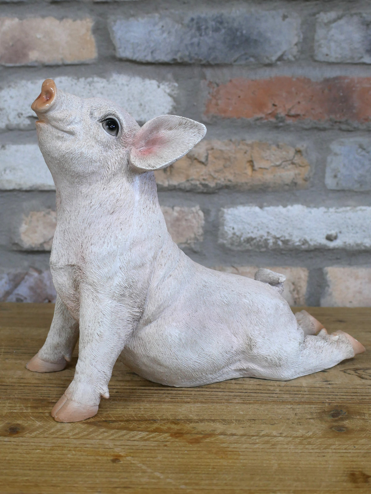 Stretching Pig Ornament – Resin Piglet Decor — view 1