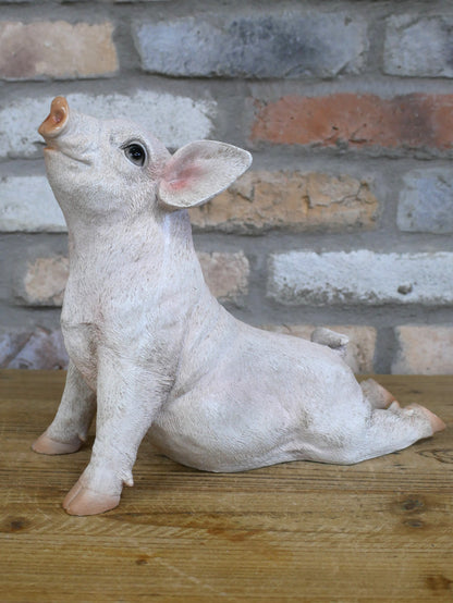 Stretching Pig Ornament – Resin Piglet Decor — view 1