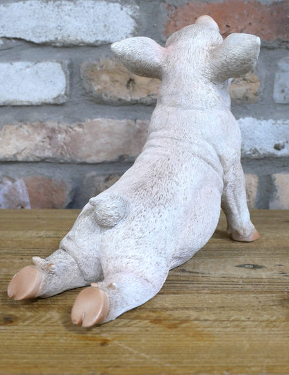 Stretching Pig Ornament – Resin Piglet Decor — view 4