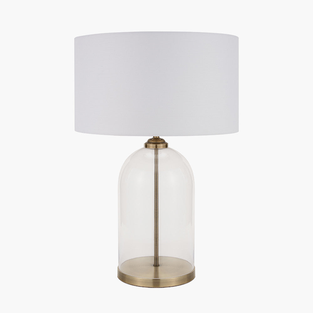 Cloche Clear Glass & Antique Brass Table Lamp — view 1