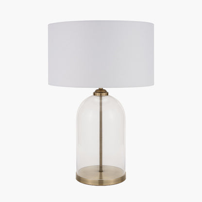 Cloche Clear Glass & Antique Brass Table Lamp — view 1