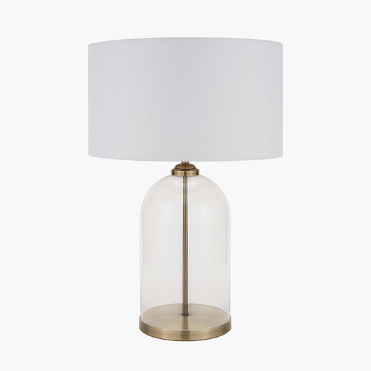 Cloche Clear Glass & Antique Brass Table Lamp — view 1