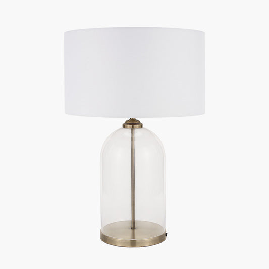 Cloche Clear Glass & Antique Brass Table Lamp — view 2