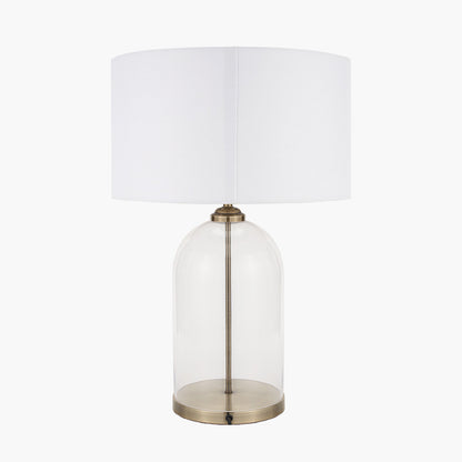 Cloche Clear Glass & Antique Brass Table Lamp — view 3