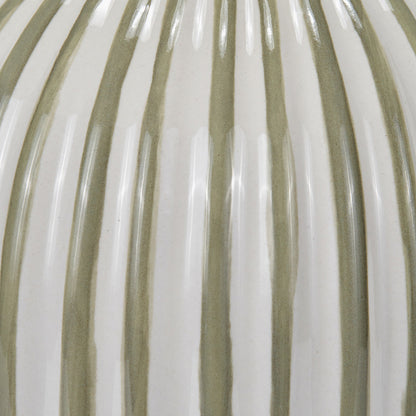 Cannes Sage & White Stripe Ceramic Table Lamp — view 4