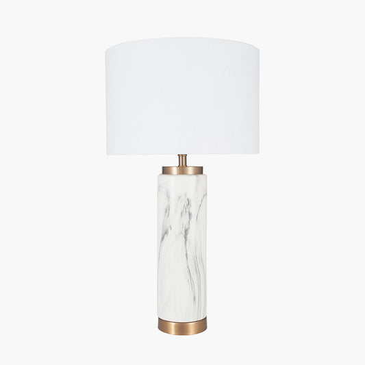 Carrara Marble Effect Ceramic Tall Table Lamp — view 1