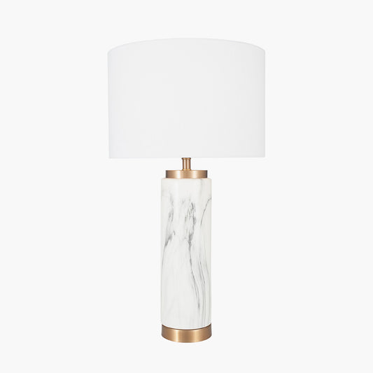 Carrara Marble Effect Ceramic Tall Table Lamp — view 2