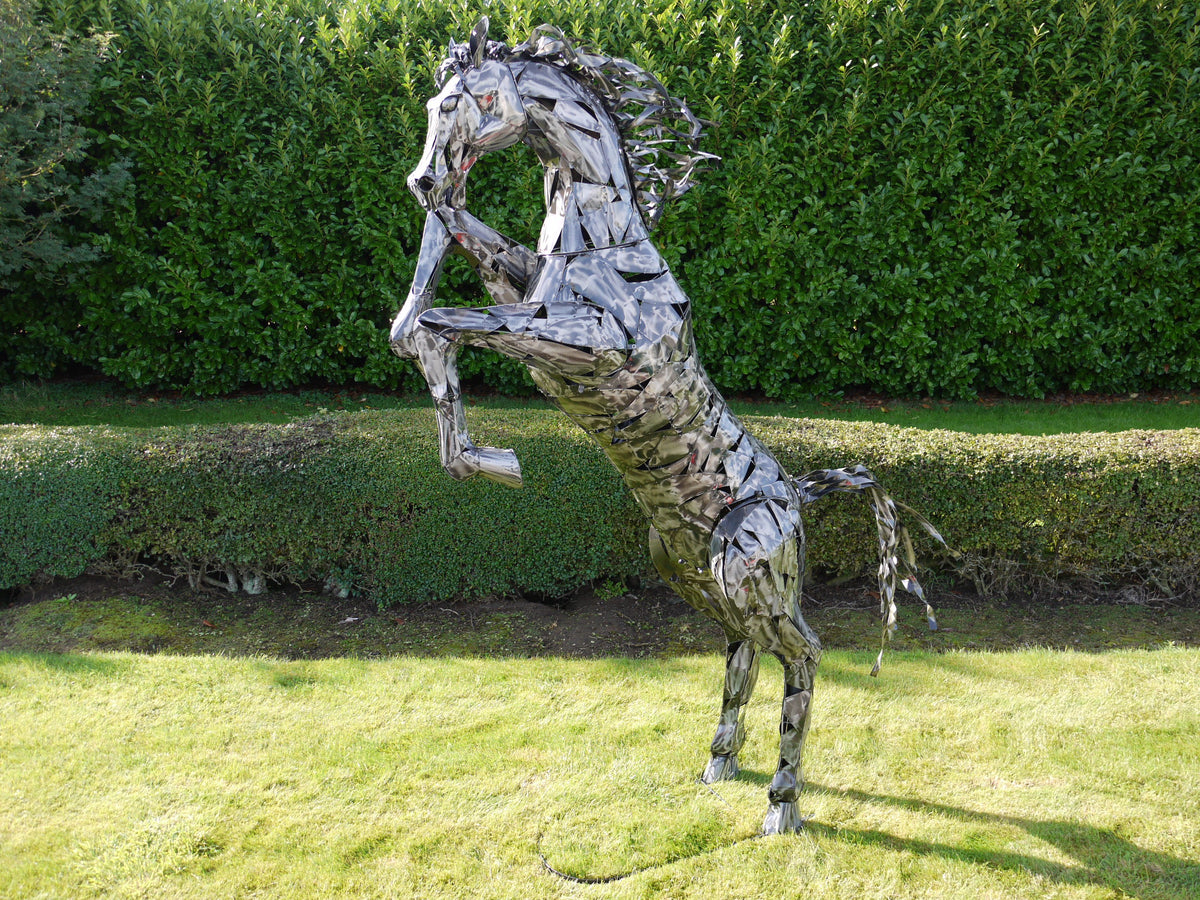 Large Rearing Horse Statue — view 1