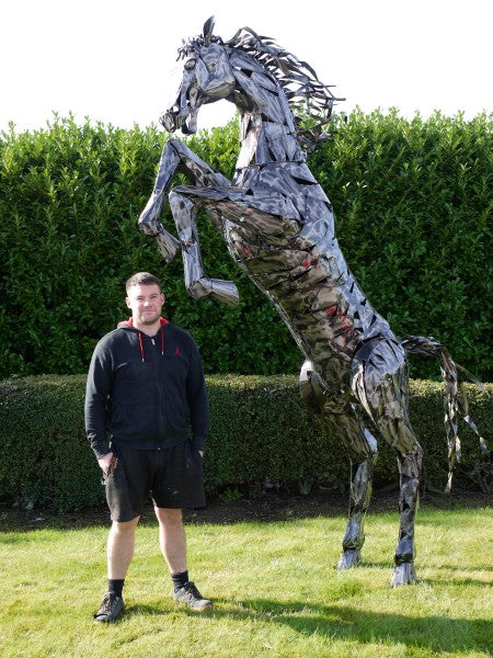 Large Rearing Horse Statue — view 2