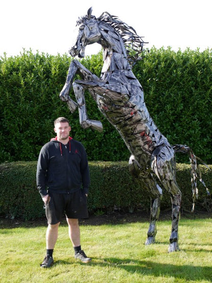 Large Rearing Horse Statue — view 2