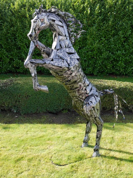 Large Rearing Horse Statue — view 3